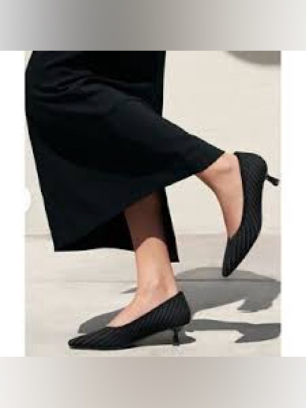 NEW VIVAIA Pointed-Toe Kitten Heels black and white dotted pinstripe sz 6 US